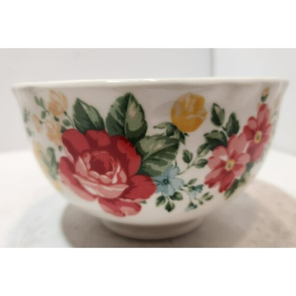Pioneer Woman Vintage Floral Footed Soup Pasta Ramen Cereal Bowls Set of 2 - Picture 4 of 11